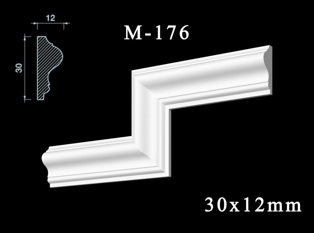 Гипсовый молдинг M_176_30Hx12mm_3D